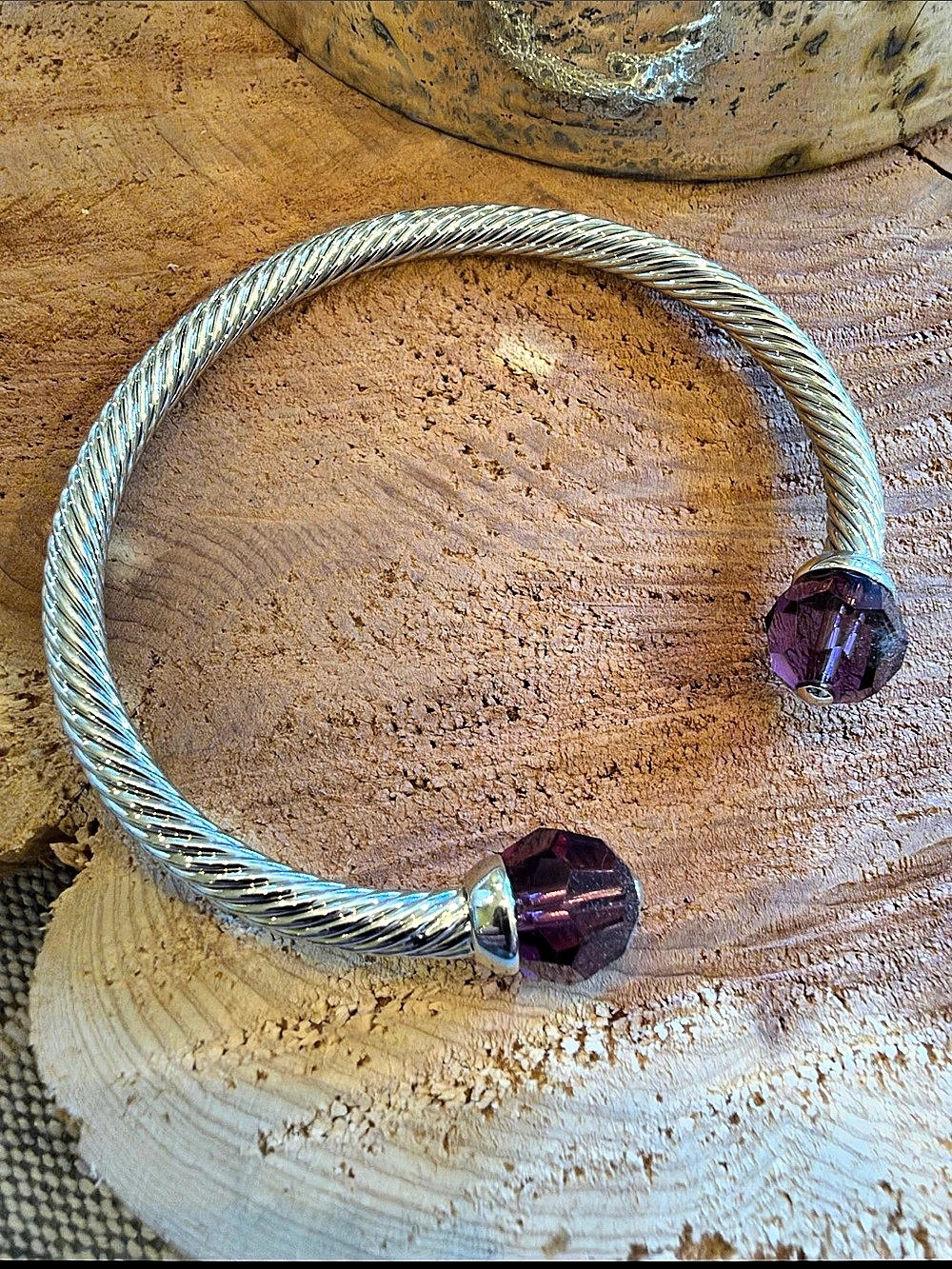 With a Twist bracelet, amethyst